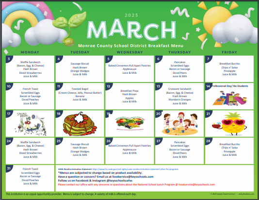  March Menus